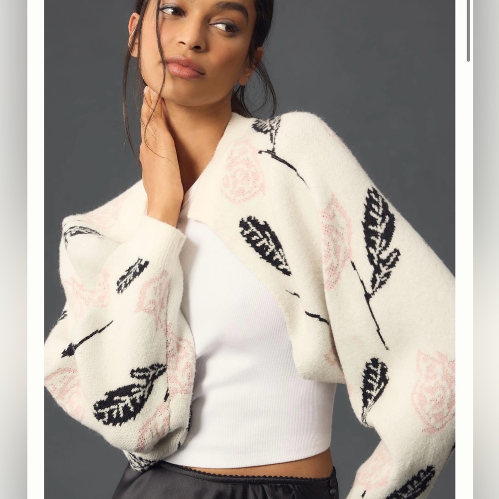 Anthropologie Maeve Printed Knit Shrug